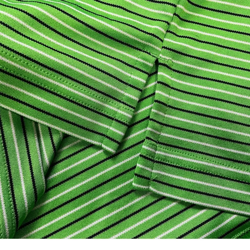 Men's Ashworth Golf Polo Activewear 3XL Green White Black Pin Stripe - Picture 12 of 13
